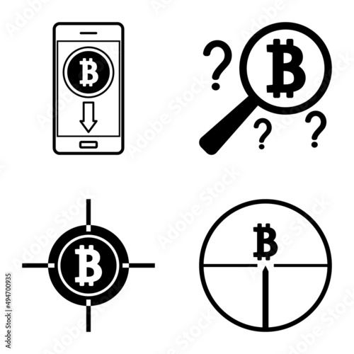 Bitcoins1-2 Flat Icon Set Isolated On White Background