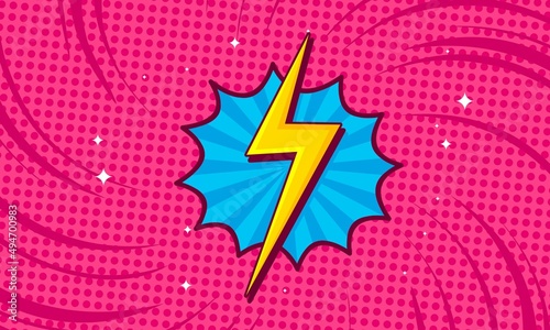 Comic cartoon pink background with thunder flash
