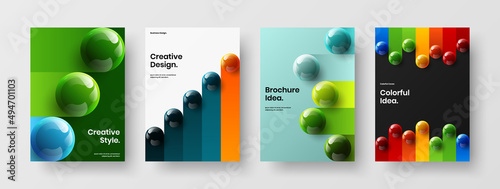 Isolated company identity design vector layout collection. Original realistic balls placard concept set.