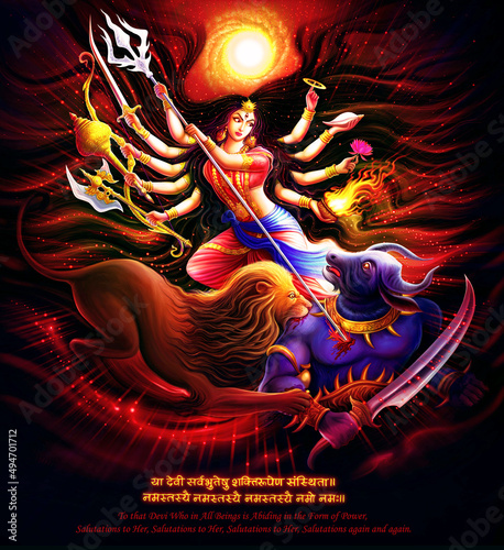 Victory of Goddess Durga(Hindu Goddess of Power) over buffalo demon