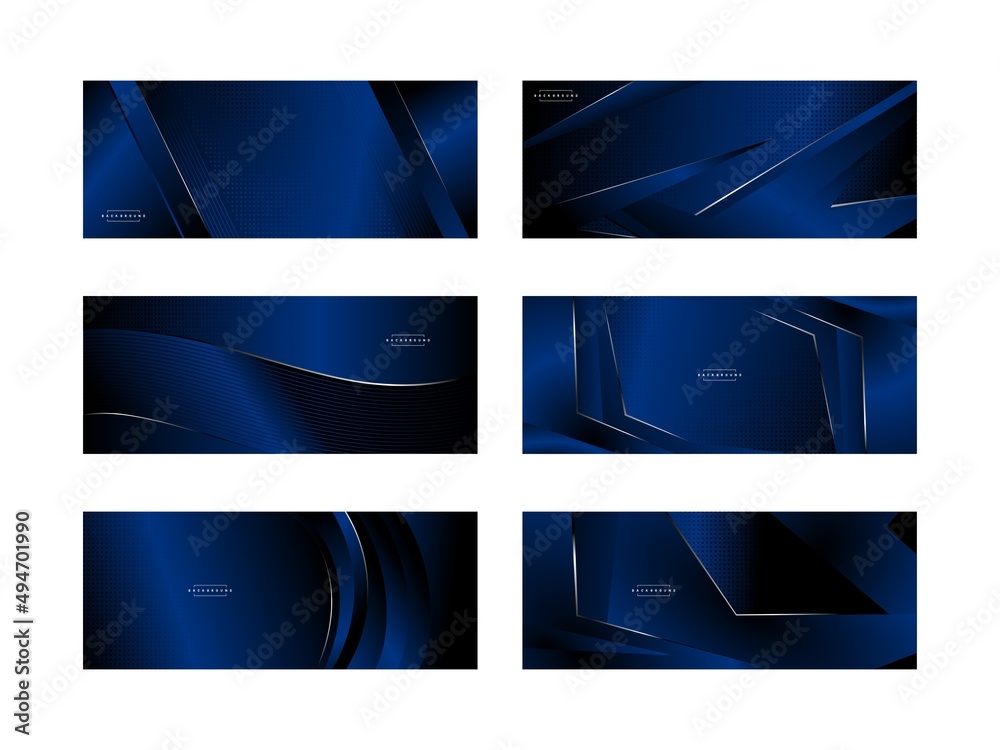 Set of dark blue abstract background templates Set of dark blue abstract background templates