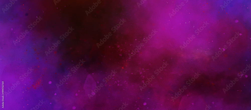 abstract night sky space watercolor background with stars. watercolor dark blue pink red gradient space nebula universe. Blue and pink gradient watercolor ombre leaks and splashes texture. 