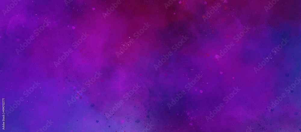 abstract night sky space watercolor background with stars. watercolor dark blue pink red gradient space nebula universe. Blue and pink gradient watercolor ombre leaks and splashes texture. 