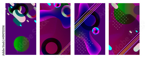 Set geometric colors fluid shapes eps 10. Flowing and liquid abstract gradient background for banner  poster or book. Vector design