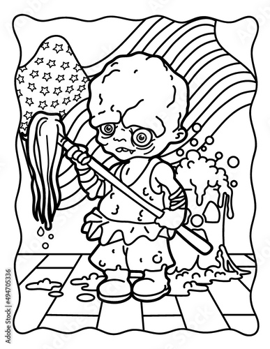 Coloring book for Halloween. Coloring book for children and adults. Spooky coloring. Halloween.