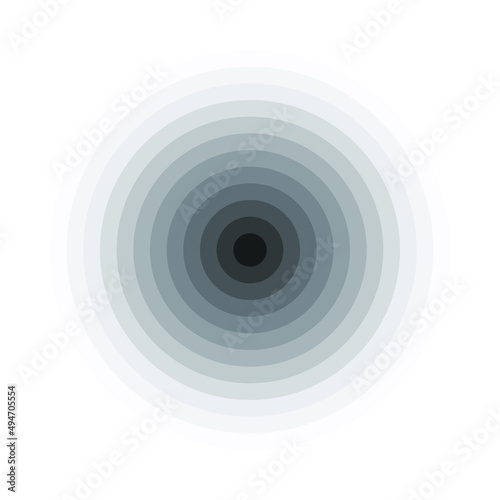 Radiating concentric circles abstract graphic background. Design element from monochrome circles. Vector illustration