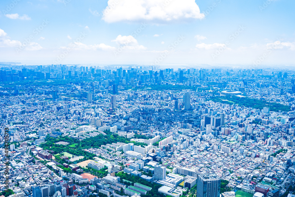 Naklejka premium 東京都心部・空撮写真
