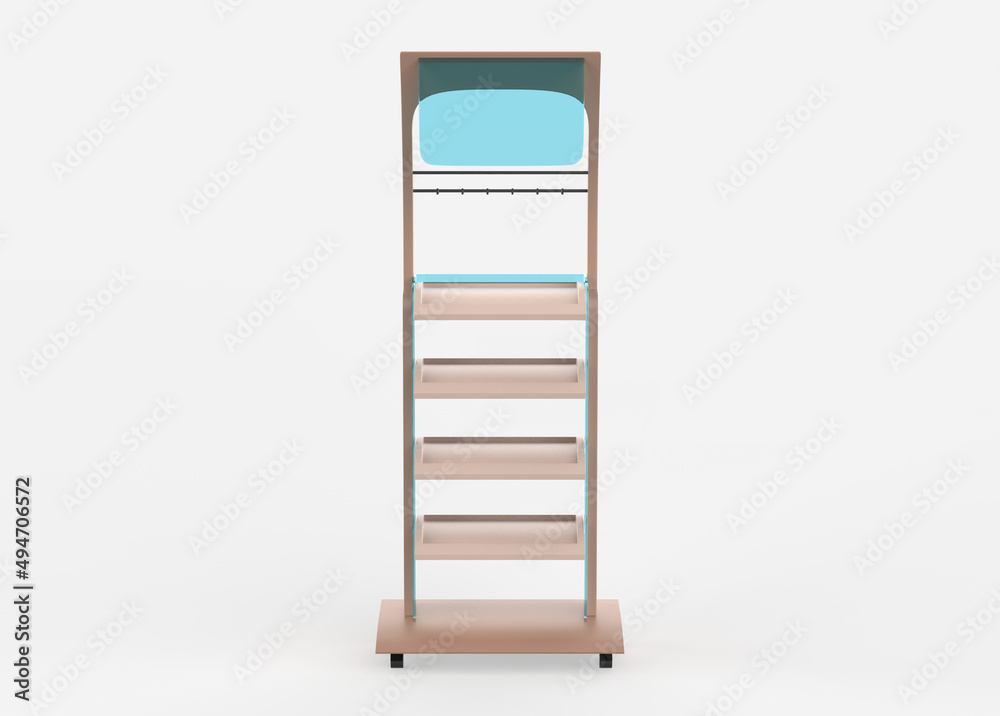 Display stand, retail display stand for product , display stands isolated on white background. 3d illustration Display stand, retail display stand for product , display stands isolated on white background. 3d illustration