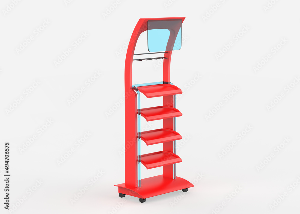 Display stand, retail display stand for product , display stands isolated on white background. 3d illustration Display stand, retail display stand for product , display stands isolated on white background. 3d illustration