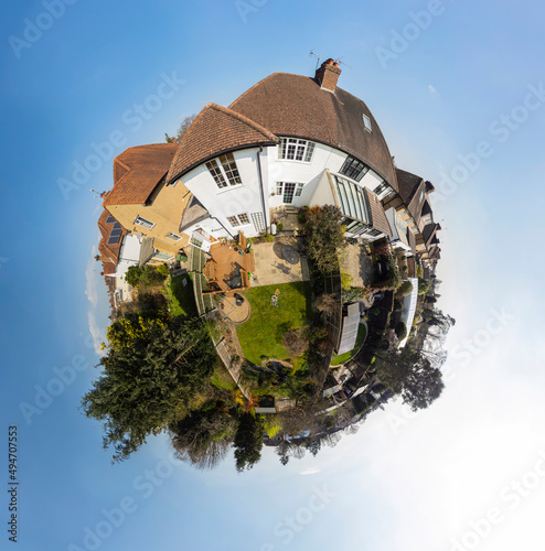 Suburban Semidetached house in UK Tiny Planet view photo