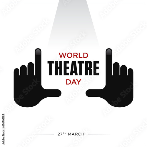 World theatre day, March 27, concept greeting card, with director hand frame and Scene, World Theater day banner design, logo symbol