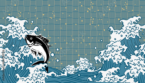 波柄　和風　背景イラスト