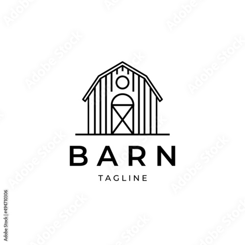 line art barn simple logo minimalist illustration