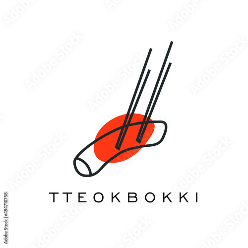 Korean tteokbokki lineart illustration logo photo