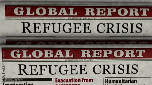 Wallpaper Mural Refugee crisis and humanitarian aid. Newspaper printing press concept. Retro 3d rendering animation. Torontodigital.ca