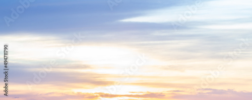  sky panorama Natural colors Evening sky Shine new day for Heaven  The light from heaven from the sky is mystery  In the twilight golden atmosphere  Modern sheet structure design  New Banner Web 2023