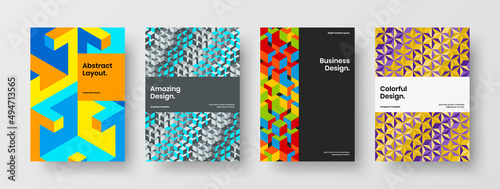 Amazing geometric pattern booklet concept bundle. Premium journal cover vector design template set.