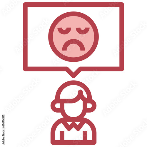 SAD red line icon,linear,outline,graphic,illustration