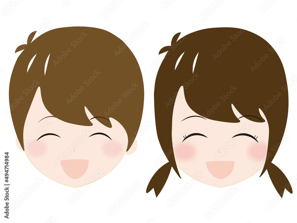 笑顔の男の子と女の子 笑顔の男の子と女の子
