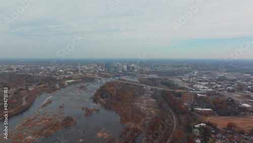 Aerial of James River and its distributaries in downtown Richmond photo