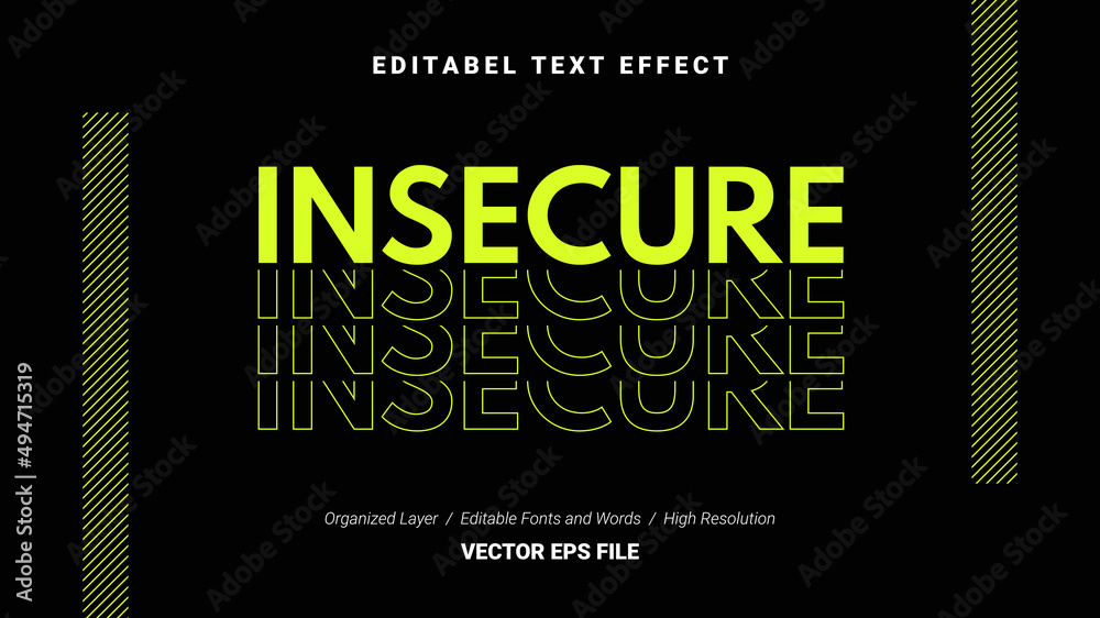 Editable Insecure Font Design. Alphabet Typography Template Text Effect ...
