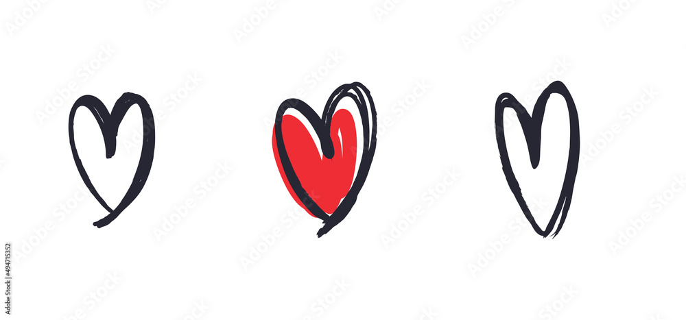 Set of hand drawn hearts. Heart doodles collection. Sketch illustration. Set of hand drawn hearts. Heart doodles collection. Sketch illustration.