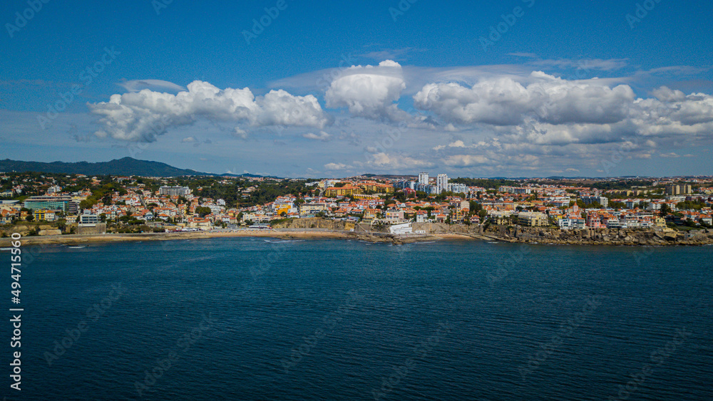 aerial view of beach of São Pedro of Estoril in a sunny day