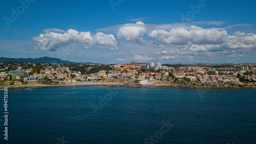 aerial view of beach of São Pedro of Estoril in a sunny day