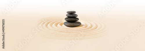 Canvas Print Zen japanese garden and black stones background