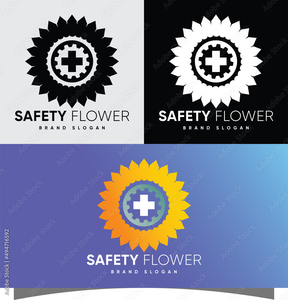 Fototapeta premium safety first flower Unique logo with creative modern style Premium Vector