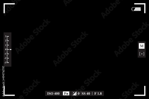 Camera display vector viewfinder isolated on black background