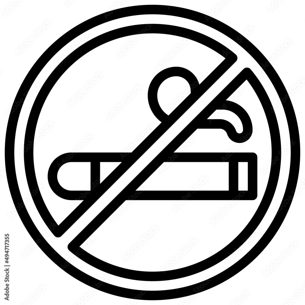 NO CIGAR line icon,linear,outline,graphic,illustration NO CIGAR line icon,linear,outline,graphic,illustration