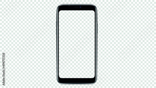 Black smartphone with blank screen isolated on white background. Mockup to showcasing mobile web-site design or screenshots your applications - Clipping Path	