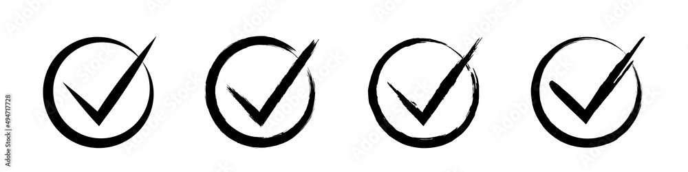 Check mark. Set of black icons with check marks isolated on white background. Vector clipart. Check mark. Set of black icons with check marks isolated on white background. Vector clipart.