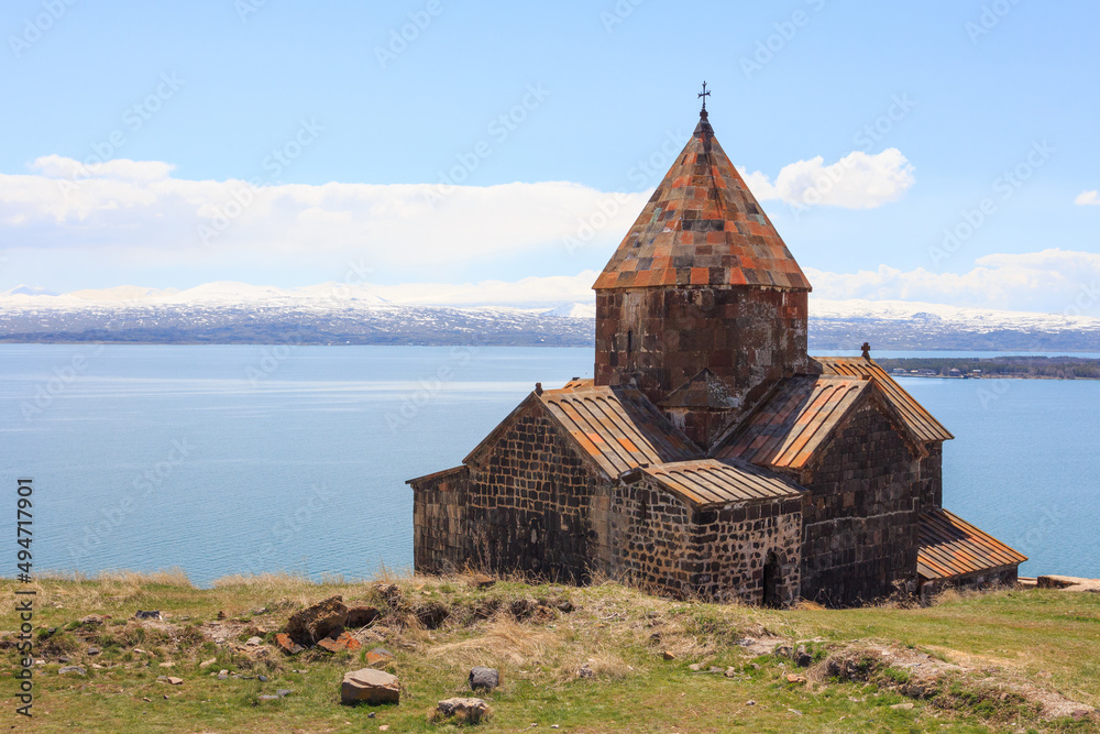The buildings of the ancient monastery of Sevanavank near Lake Sevan in Armenia 