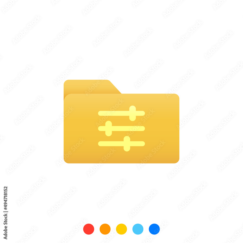 Flat folder design element with setting symbol, Folder icon, Vector and Illustration. Flat folder design element with setting symbol, Folder icon, Vector and Illustration.