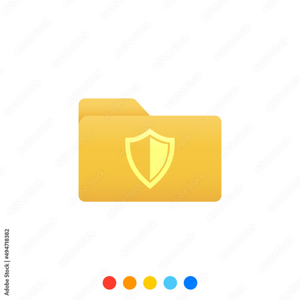 Flat folder design element with a shield symbol, Folder icon, Vector and Illustration. Flat folder design element with a shield symbol, Folder icon, Vector and Illustration.