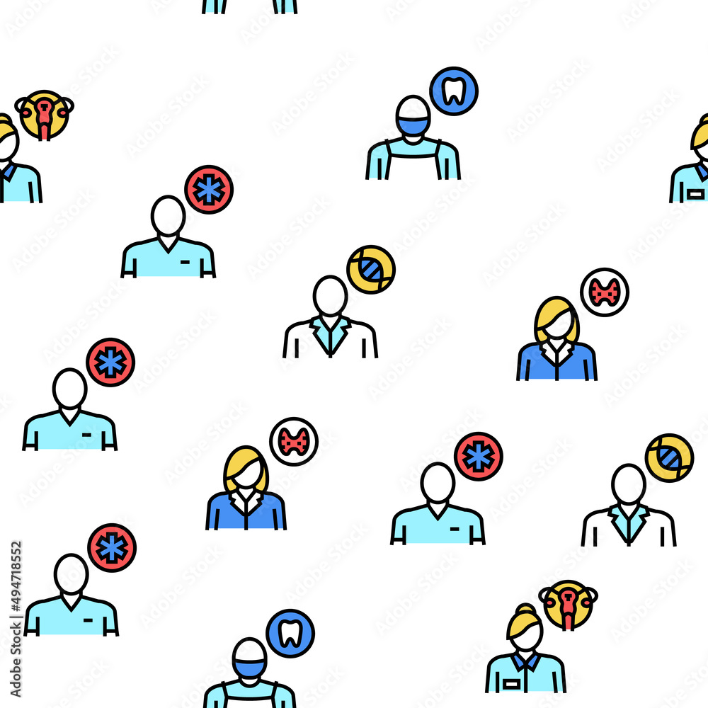Medical Speciality Vector Seamless Pattern Thin Line Illustration