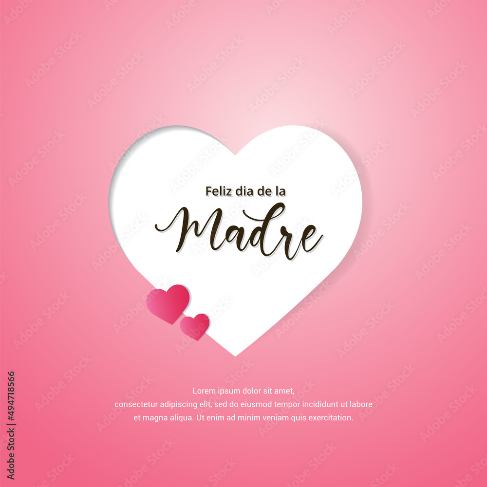 Celebration Mother's Day design vector isolated on pink background. Feliz dia de la madre background. Elegant Mother's Day background