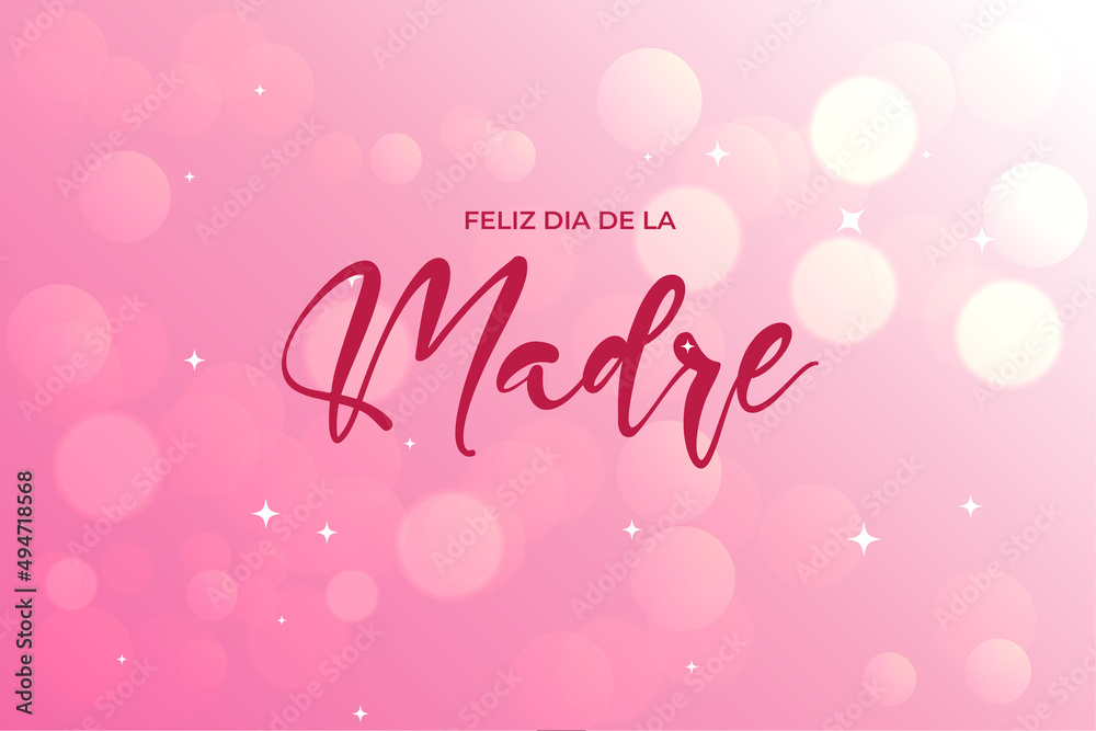 Shinny mother's day background with sparkling glitter effect. Feliz dia de la madre background. Pink Gradient mother's day design vector.