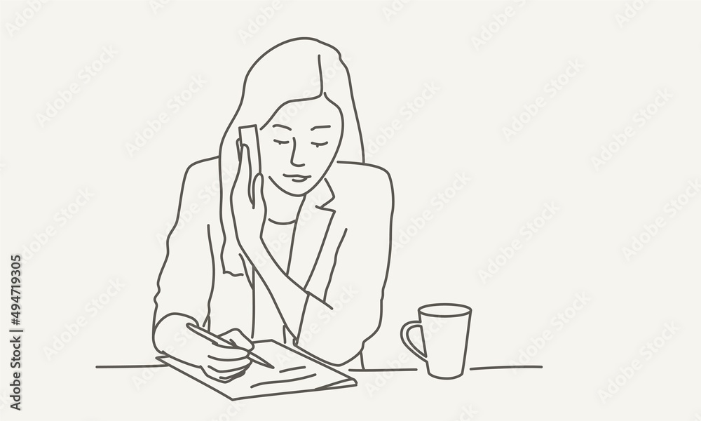 Business woman speaking by mobile phone in room. Business woman speaking by mobile phone in room.