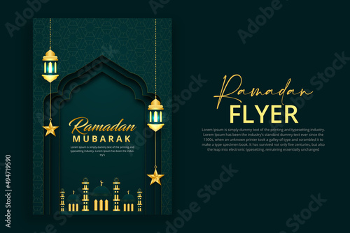 Green Luxury creative Ramadan Mubarak flyer design 