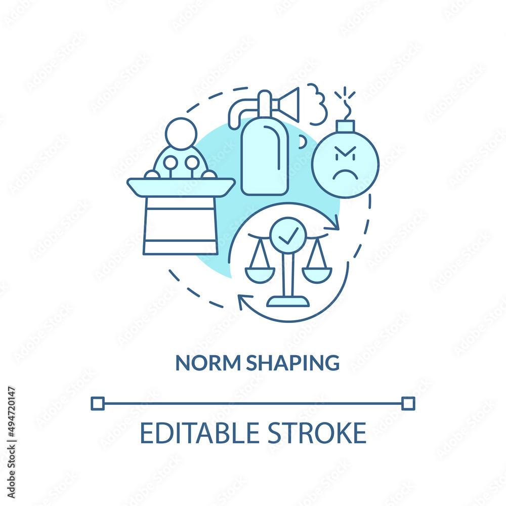 Norm shaping turquoise concept icon. Conflicts prevention. Community security abstract idea thin line illustration. Isolated outline drawing. Editable stroke. Arial, Myriad Pro-Bold fonts used Norm shaping turquoise concept icon. Conflicts prevention. Community security abstract idea thin line illustration. Isolated outline drawing. Editable stroke. Arial, Myriad Pro-Bold fonts used