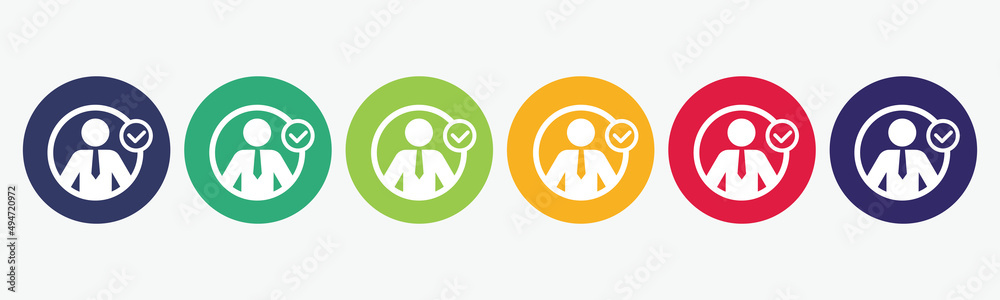 Businessman profile vector set with checkmark icon. Businessman profile vector set with checkmark icon.