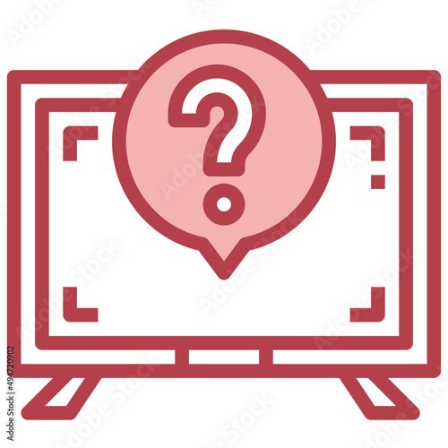 TELEVISION red line icon,linear,outline,graphic,illustration