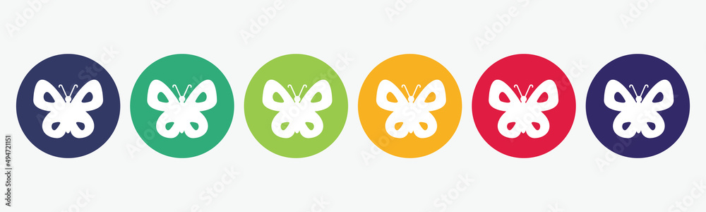 Set of flat butterfly icon.