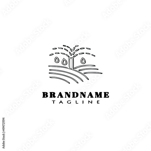 lawn watering logo cartoon logo icon flat template black isolated vector illustration