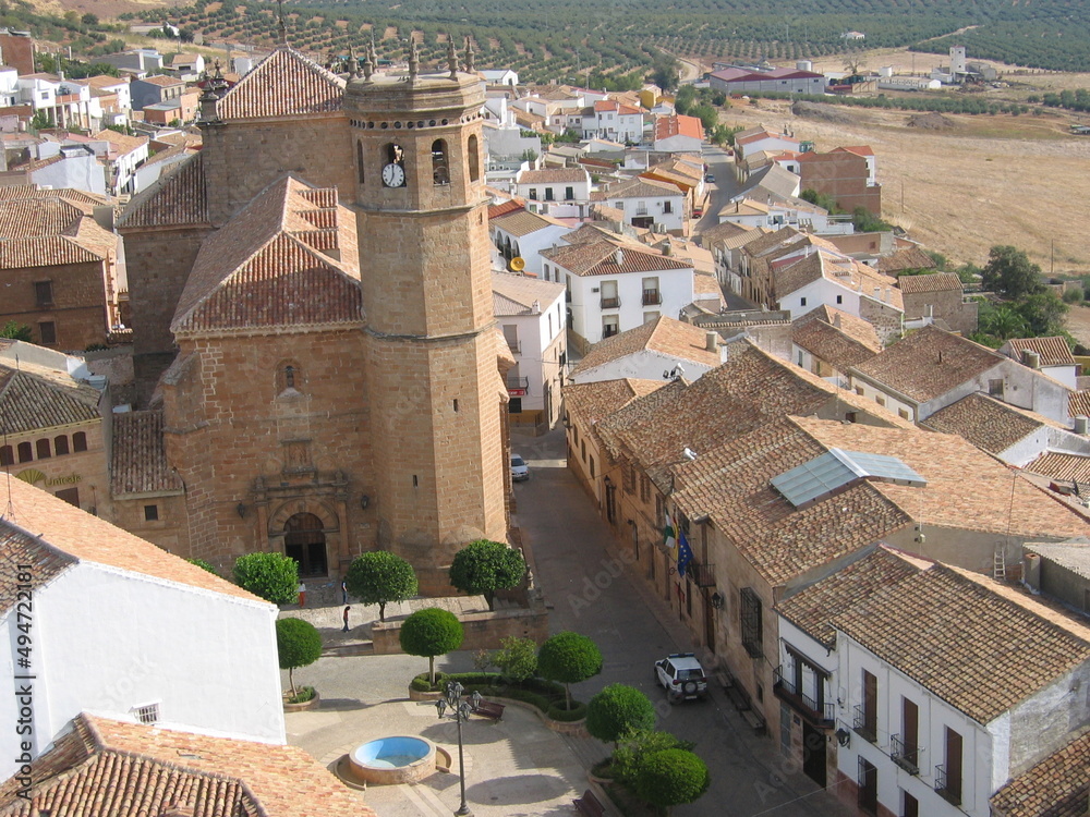 Views of Baños de la Encina with its landscapes and castle, Jaén, Andalusia
