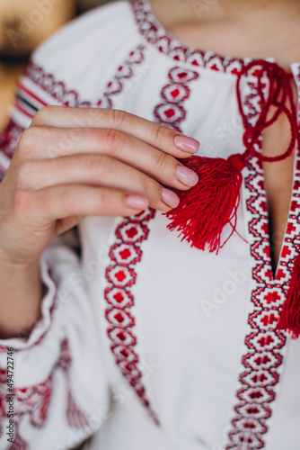 Young ukrainian woman in traditional vyshyvanka