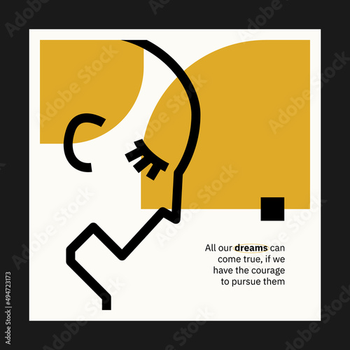 Abstract art social media for an art exhibition. Vector template with primitive shapes elements, modern hipster style. Instagram post template